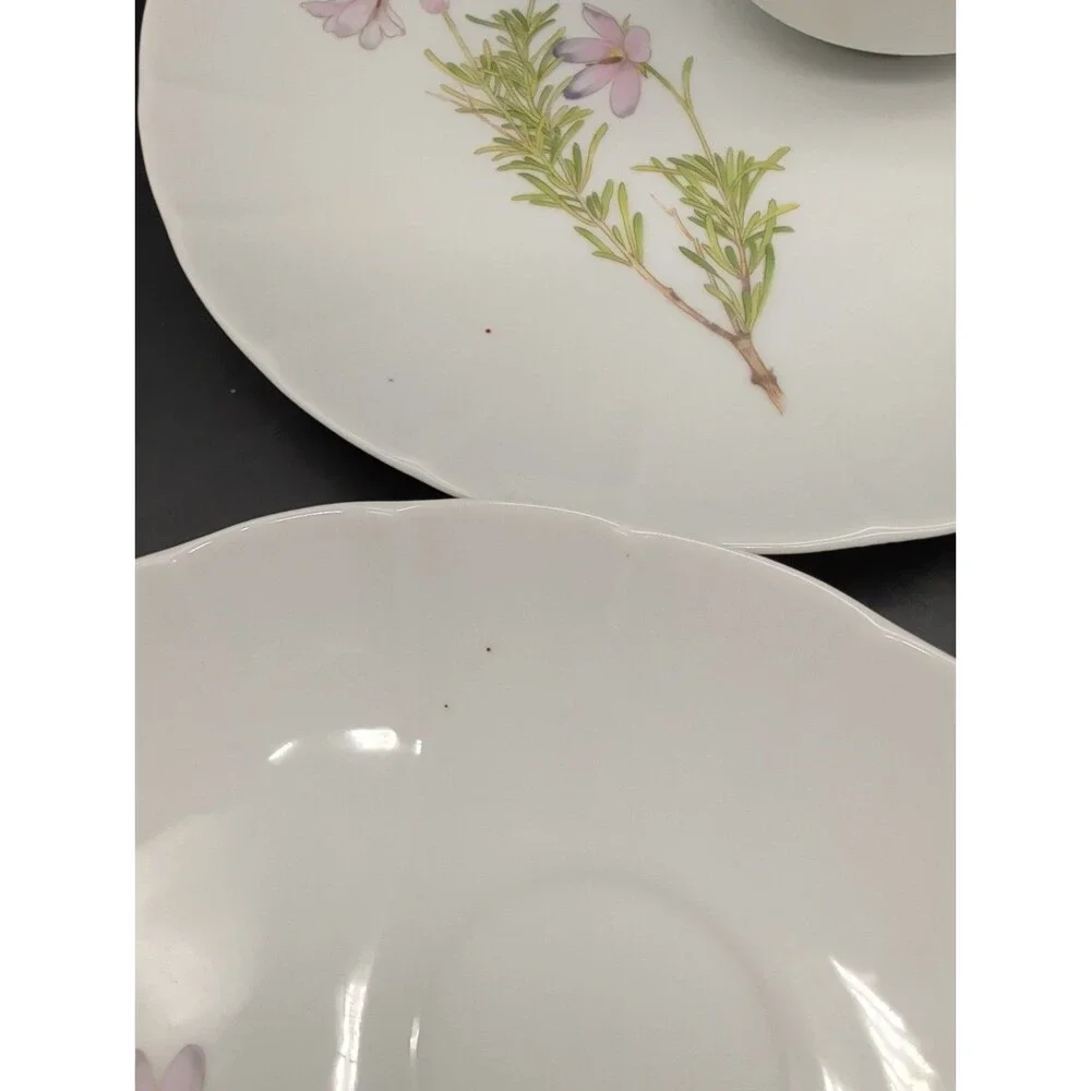 Toscany Collection Lima Luncheon Plate With Mug 8 Piece Pink Lavender Floral